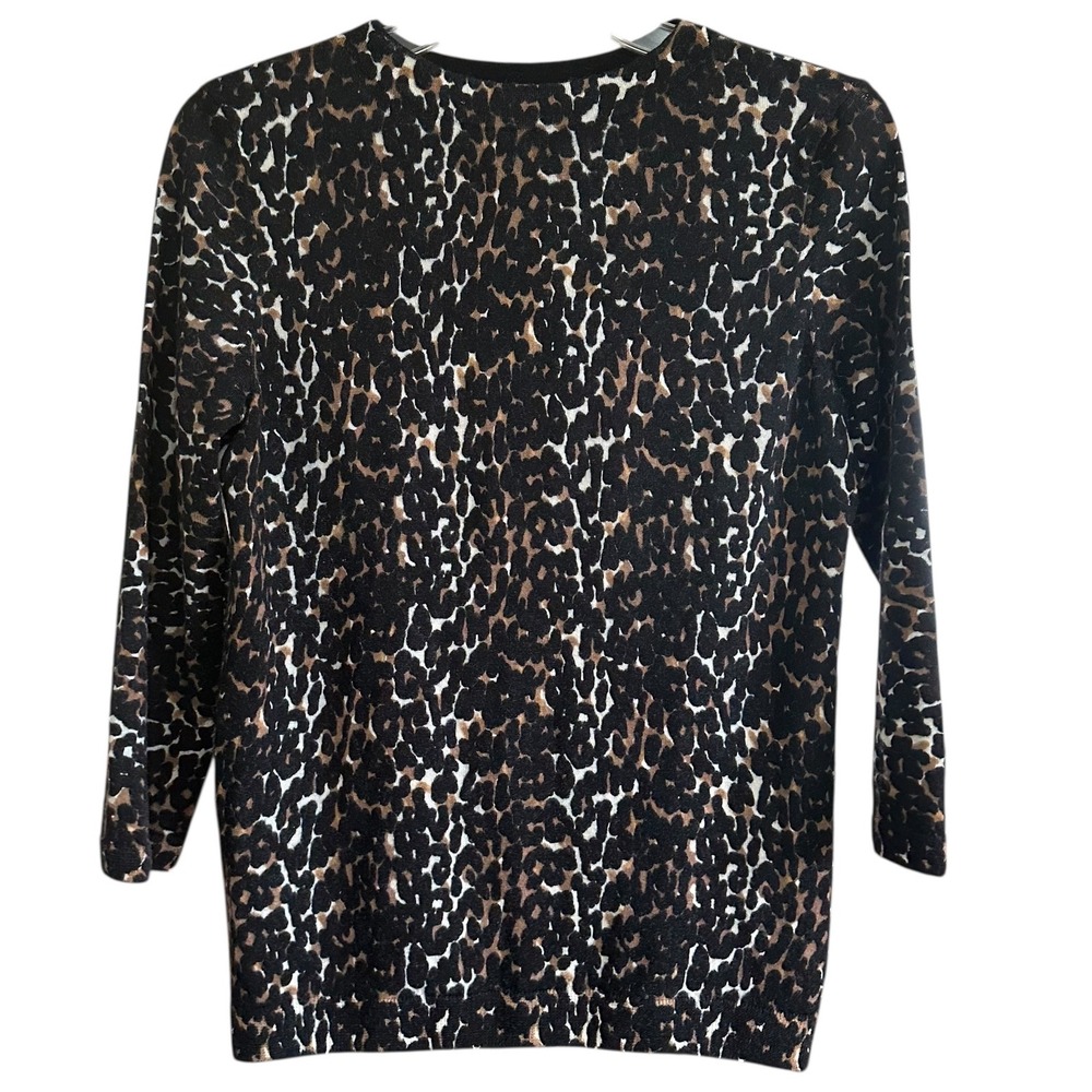 Talbots Pure Merino Wool Leopard Print Long Sleeve Sweater M Quiet Luxury - Picture 1 of 4